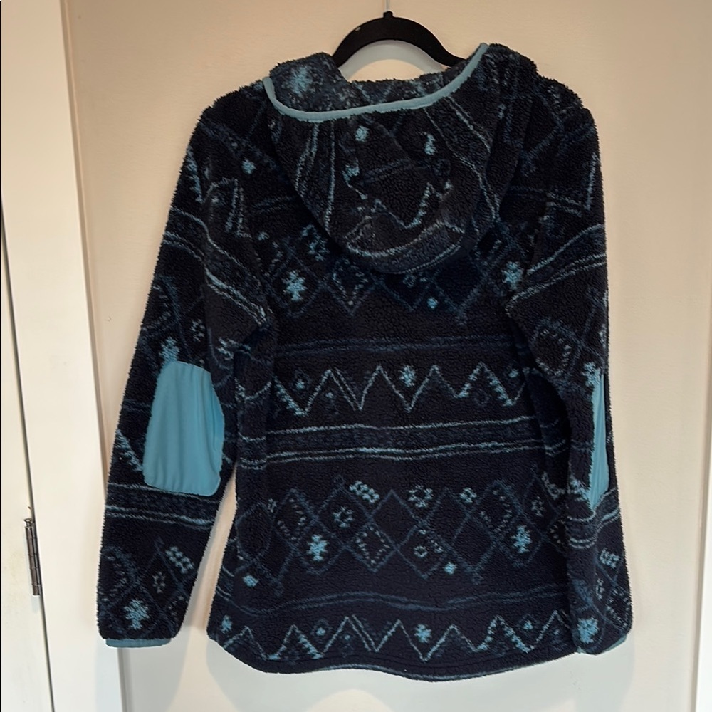 The North Face Hooded Navy and Blue Patterned Teddy Jacket - Medium - Picture 6 of 6